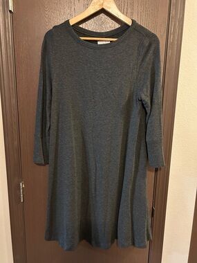 Lou and Grey Anthropologie Charcoal Gray Long Sleeve Swing Dress M